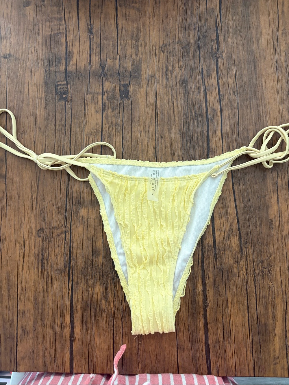 SHEIN Yellow Ruffled Side-Tie Bikini Bottom